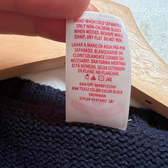 Holiday Time MEDIUM Ugly Christmas Sweater Blue White Knit Sequin Snowman - Picture 7 of 7